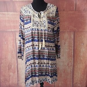 Vizio Aztec Long Sleeve Tunic Dress